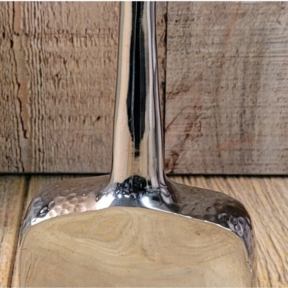 Chromed Metal Flower vase or Art, with hammered accents.
